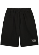 Kidwest Script Logo-print Cotton Shorts Black