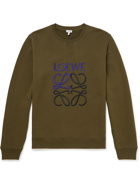 LOEWE - Logo-Embroidered Cotton-Jersey Sweatshirt - Green
