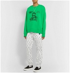 Off-White - Embroidered Printed Fleece-Back Cotton-Jersey Sweatshirt - Green