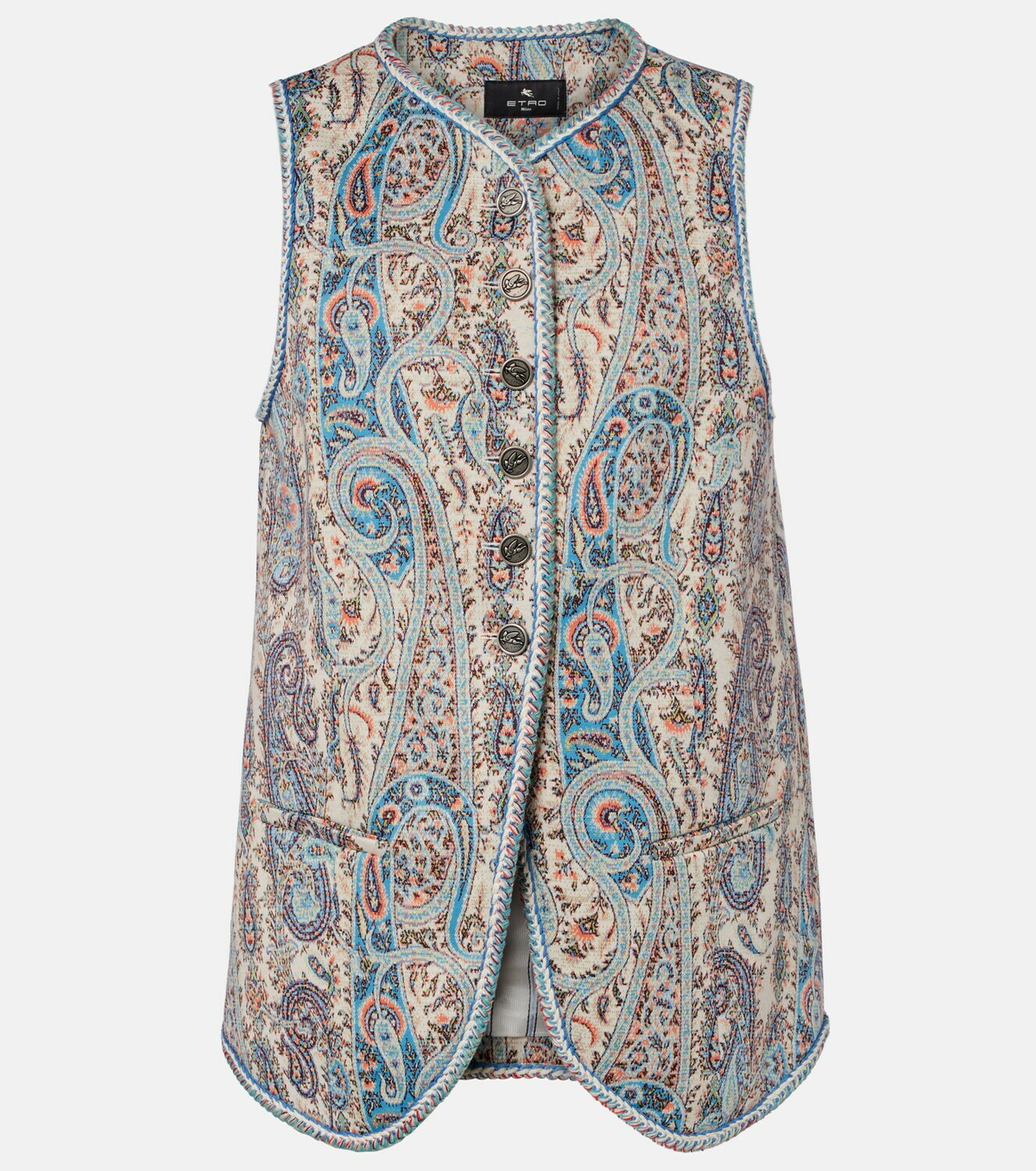Etro Paisley cotton-blend jacquard vest