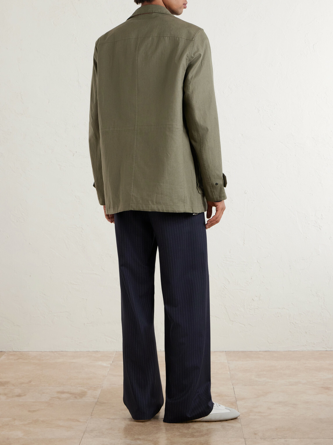 Kiton - Suede-Trimmed Linen Field Jacket - Green
