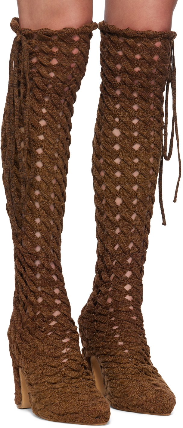 Isa Boulder SSENSE Exclusive Brown Spiralcable Tall Boots