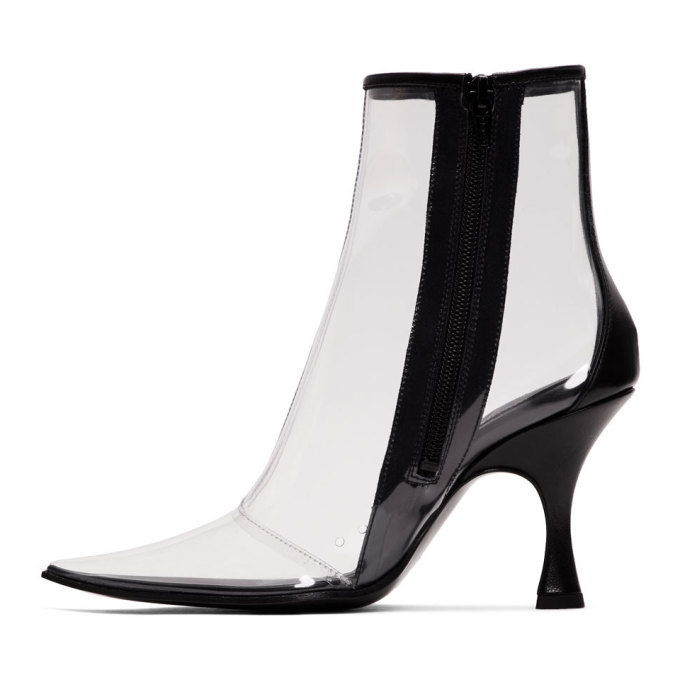 MM6 Maison Margiela Black and Transparent PVC Ankle Boots MM6