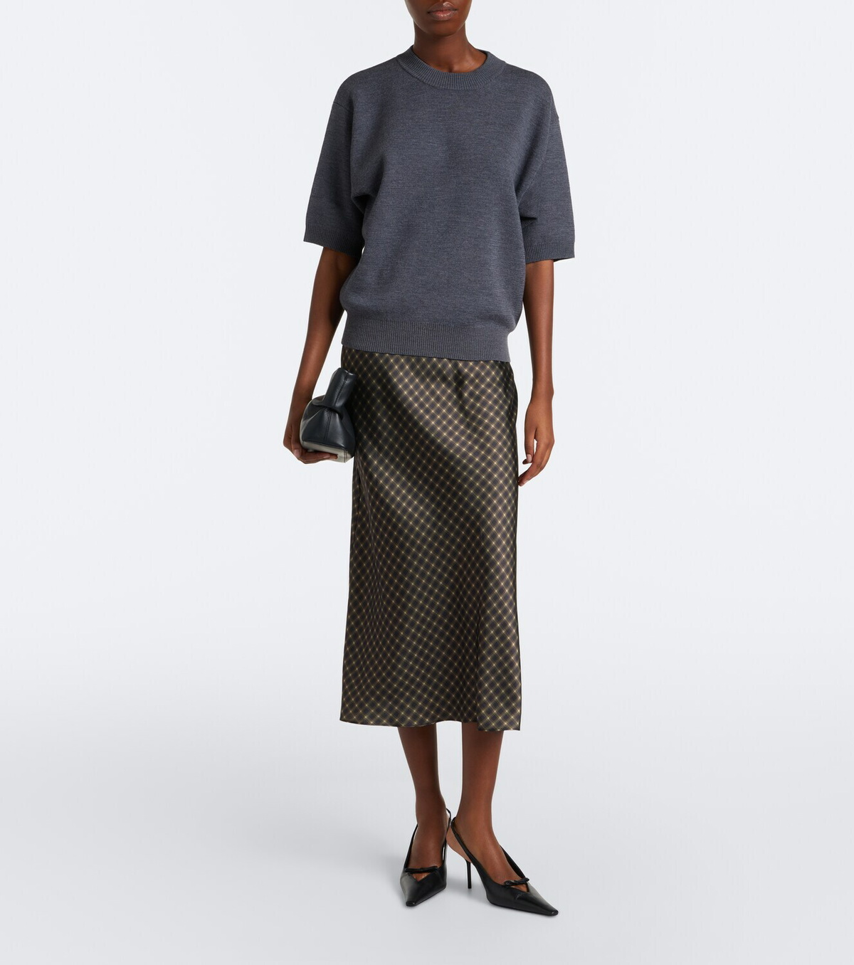 Vince Plaid satin slip skirt