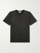 SAINT LAURENT - Logo-Embroidered Striped Cotton-Jersey T-Shirt - Black