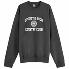 Sporty & Rich Men's Varsity Crest Sweatshirt in Faded Black/White