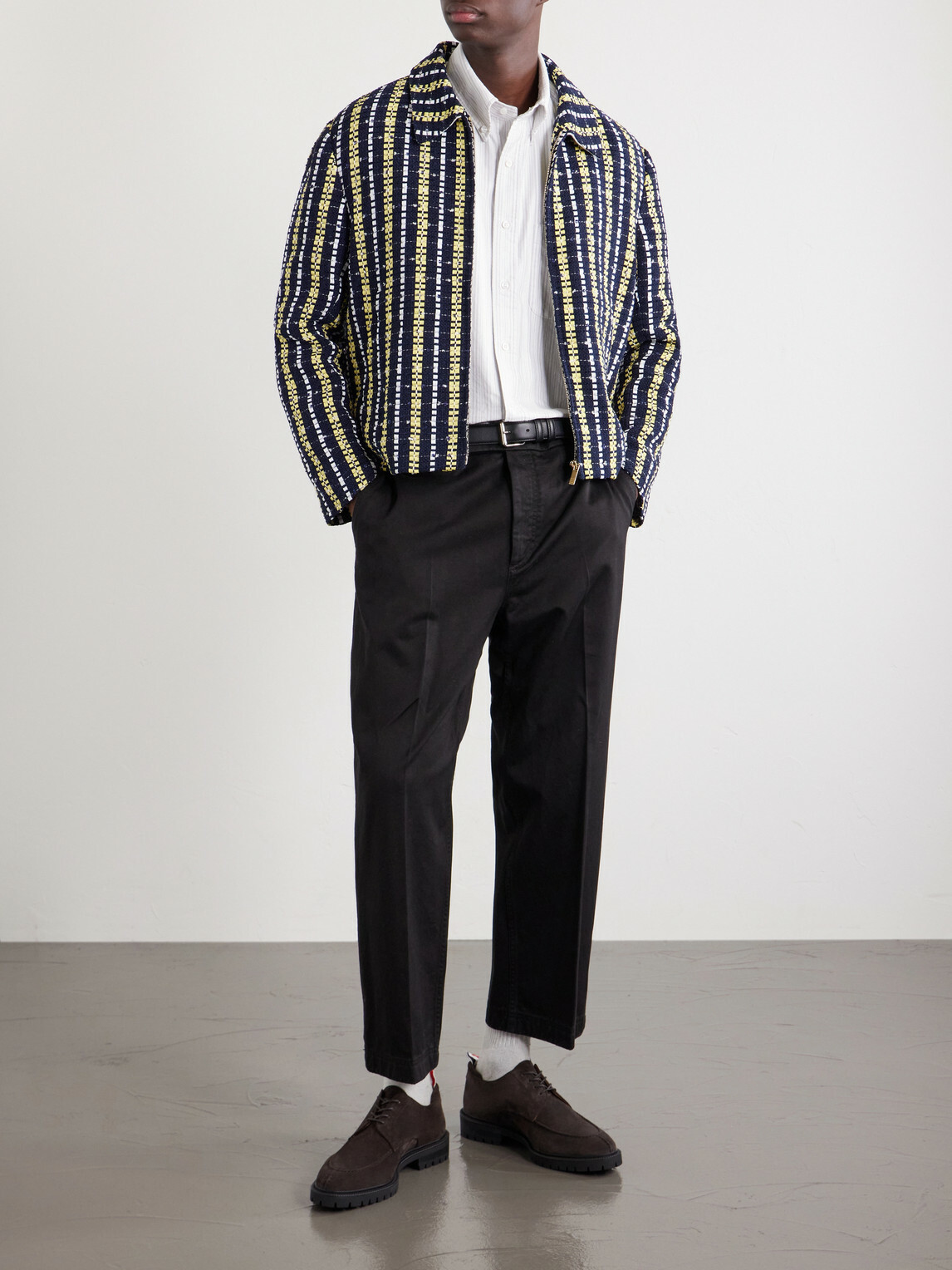 Thom Browne - Logo-Appliquéd Striped Cotton-Oxford Shirt - Gray