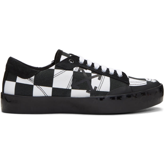 Photo: Off-White Black and White Checkerboard Vulcanised Arrows Sneakers