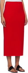AURALEE Red Heavy Milano Rib Knit Midi Skirt