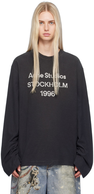 Photo: Acne Studios Black Relaxed-Fit Long Sleeve T-shirt