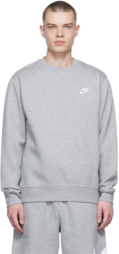 Photo: Nike Grey Fleece Sportswear Club Crewneck Sweatshirt