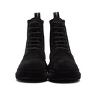 Alexander McQueen Black Suede Flocked Sole Hybrid Boots