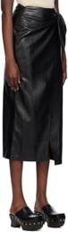 Nanushka Black Carola Vegan Leather Midi Skirt