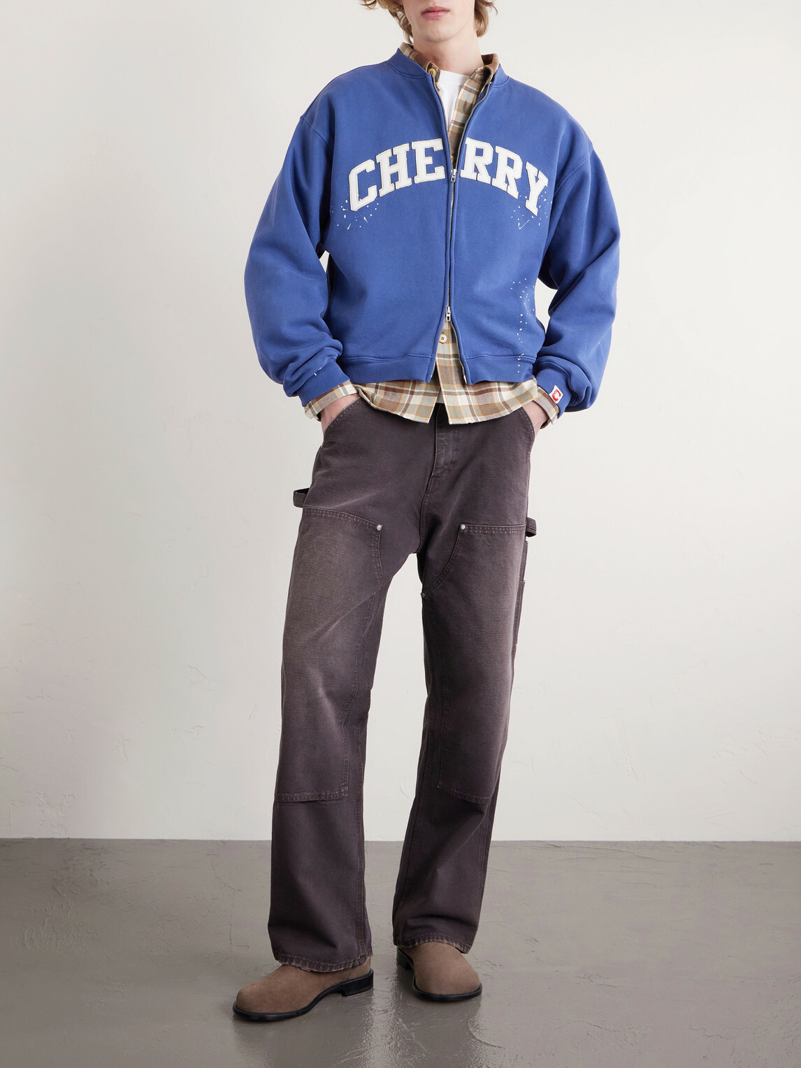 Cherry Los Angeles - Logo-Appliquéd Cotton-Jersey Zip-Up Sweatshirt - Blue