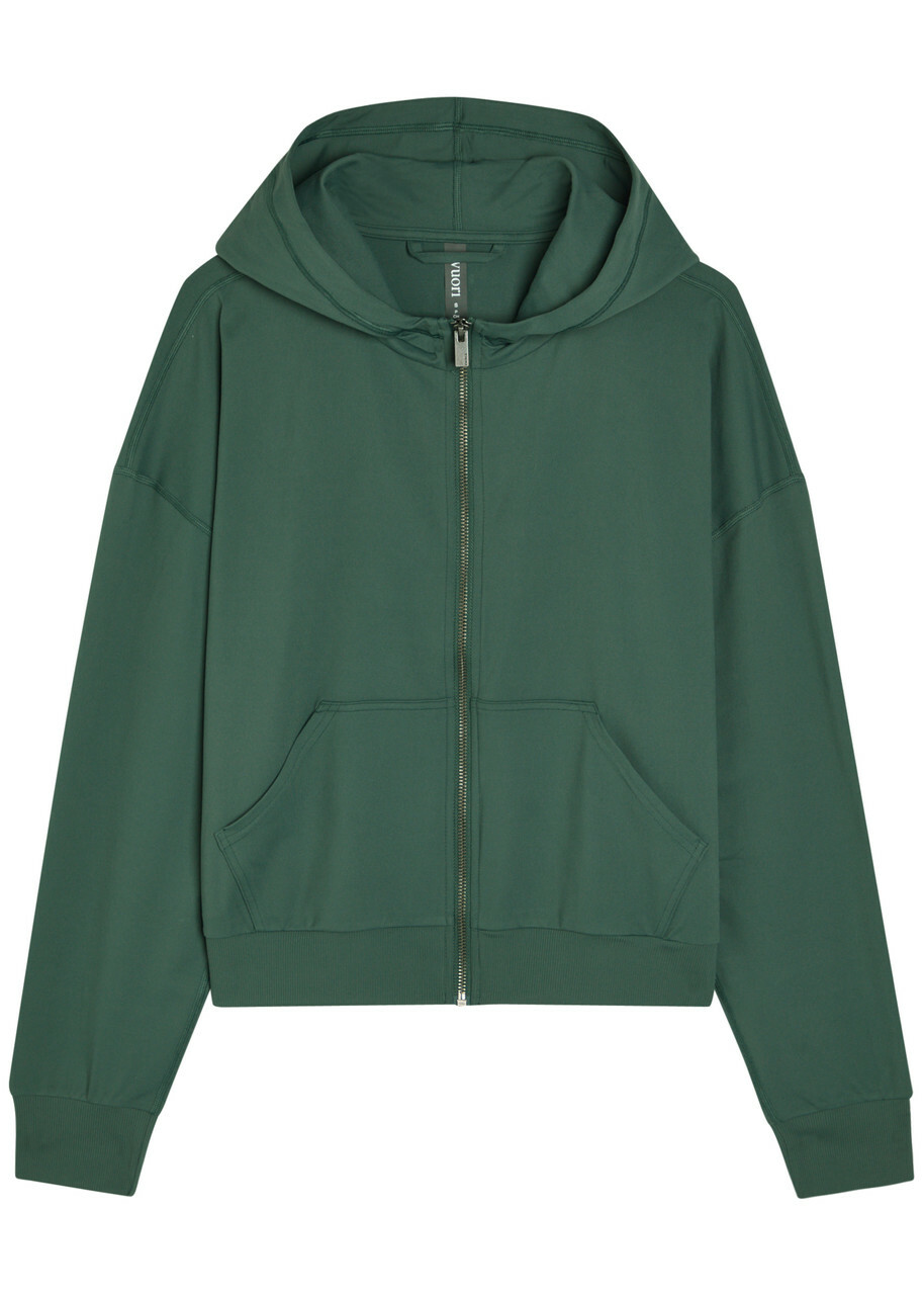 Vuori Halo Modern Hooded Stretch-jersey Sweatshirt Green