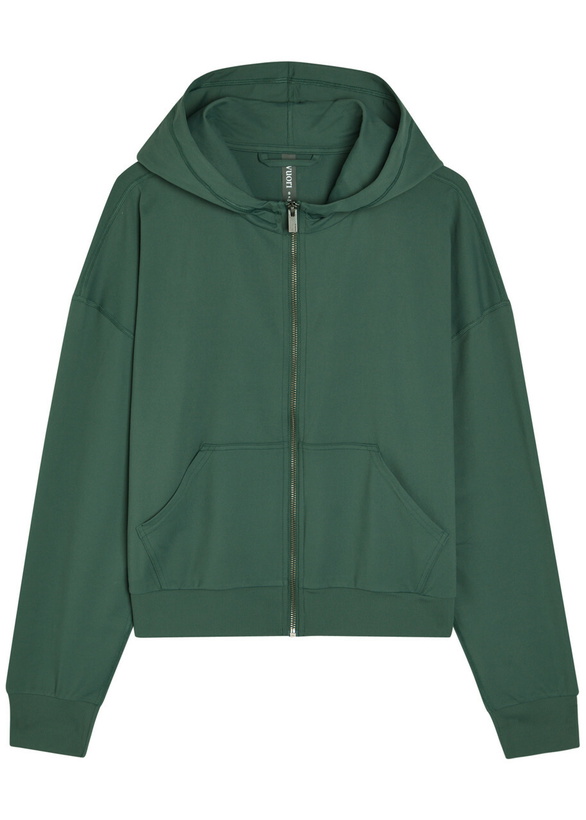 Photo: Vuori Halo Modern Hooded Stretch-jersey Sweatshirt Green