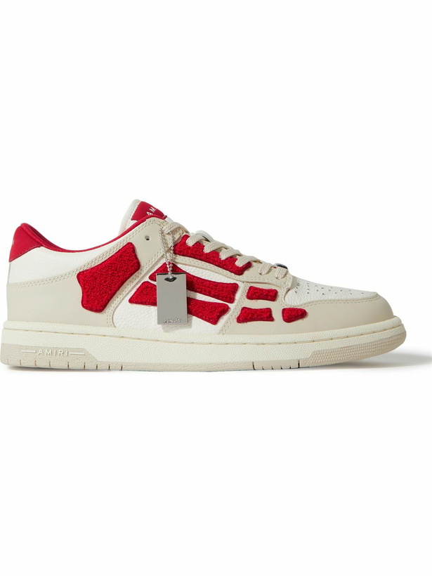 Photo: AMIRI - Skel-Top Colour-Block Leather and Bouclé Sneakers - Red