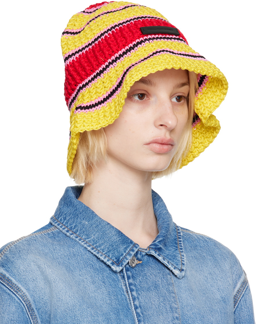Stella McCartney ◆ Logo Cotton Crochet Bucket Hat Logo cotton crochet bucket hat in multicoloured - Stella Mc