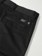 Neighborhood - Tapered Pleated Cotton and Linen-Blend Twill Trousers - Black