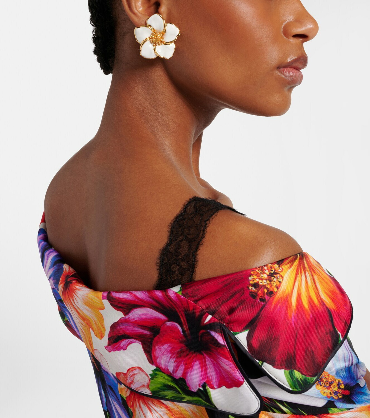 Dolce&Gabbana Floral enamel clip-on earrings