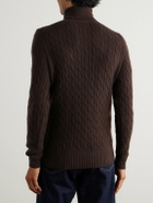Allude - Slim-Fit Cable-Knit Cashmere-Blend Rollneck Sweater - Brown