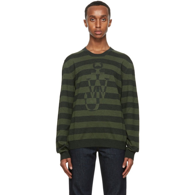 Photo: JW Anderson Green Striped Logo Sweater