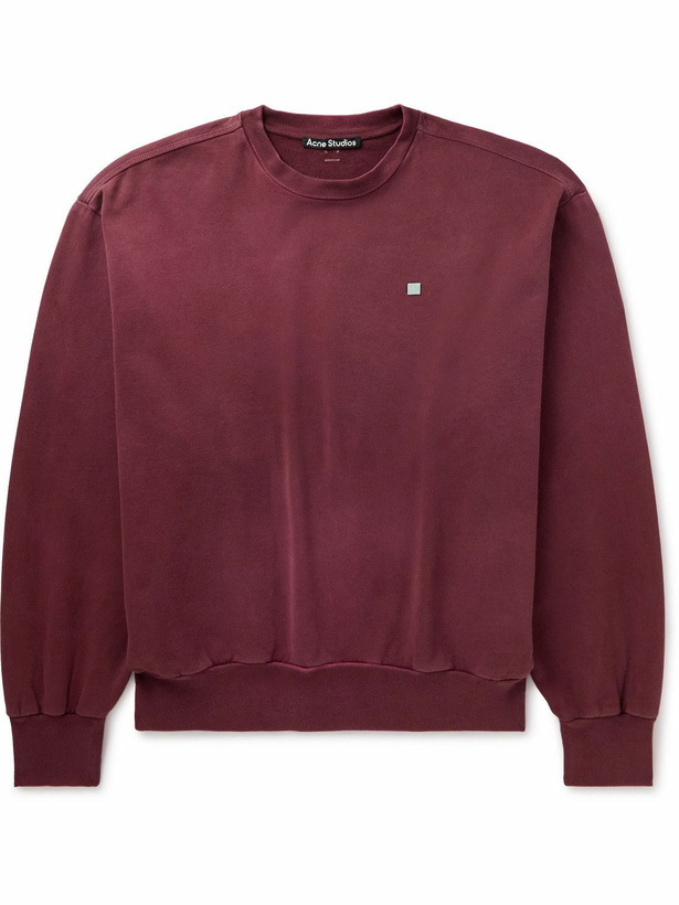 Photo: Acne Studios - Fiah Logo-Appliquéd Cotton-Jersey Sweatshirt - Burgundy