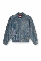 Diesel Bomber jacket in treated leather - Leather jackets Mens in Blue