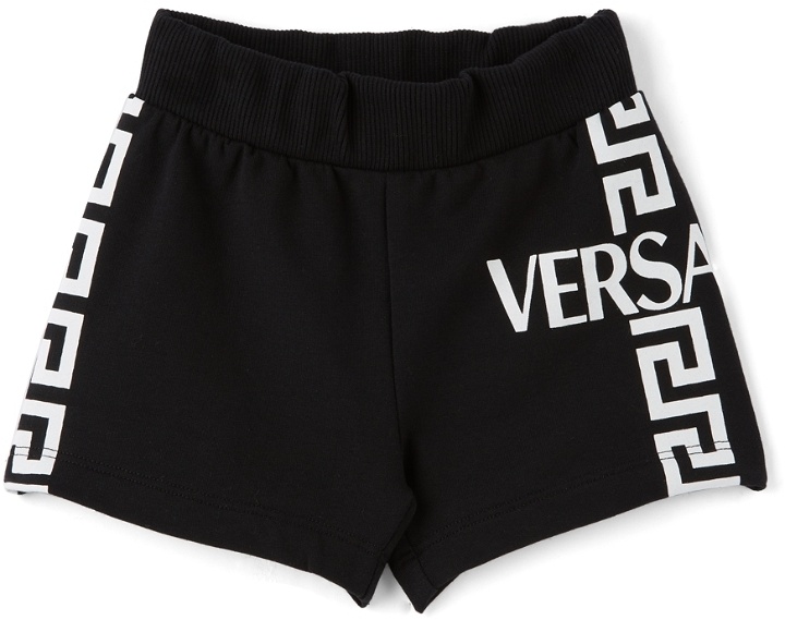Photo: Versace Baby Black Greca Logo Shorts