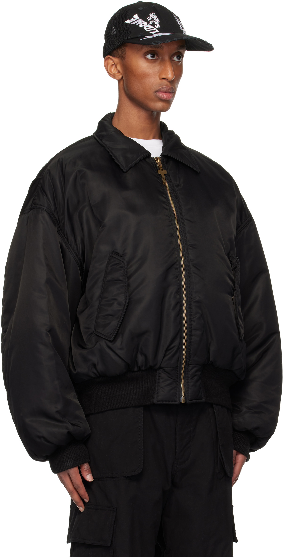 We11done Black Collar Bomber Jacket