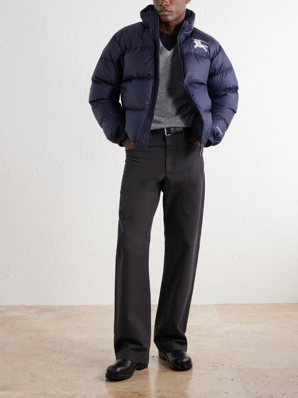 Burberry - Highlands Logo-Embroidered Quilted Shell Down Jacket - Blue