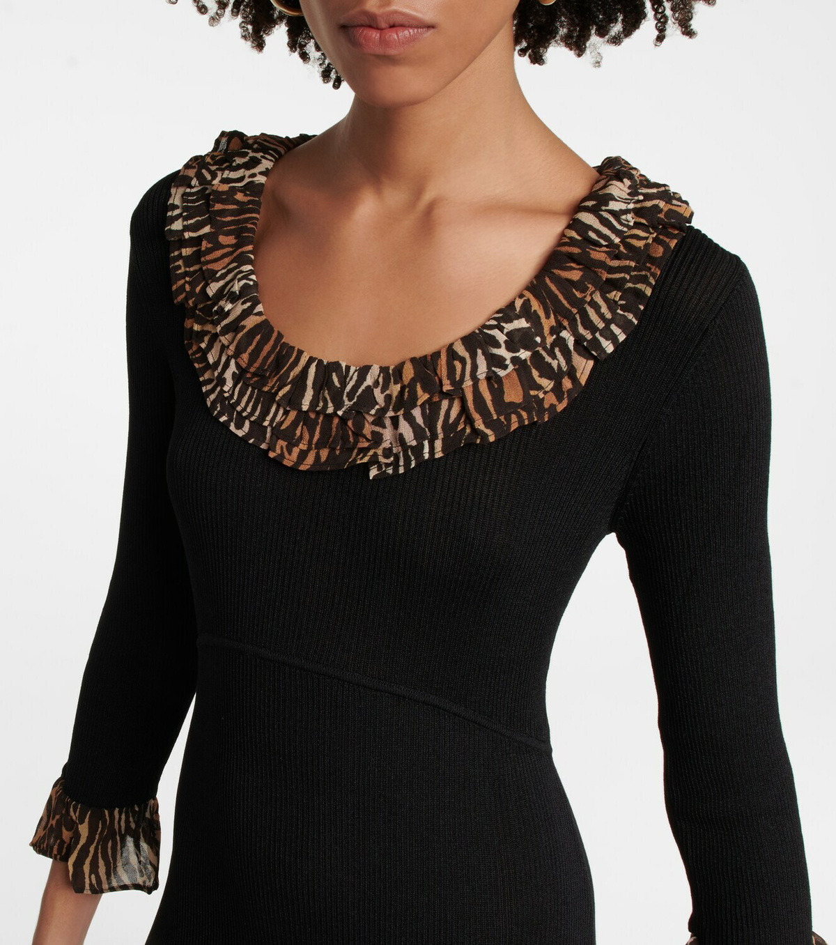 striped knitted dresses Jluxlabel Striped Rib Knit Midi Dress main image 0