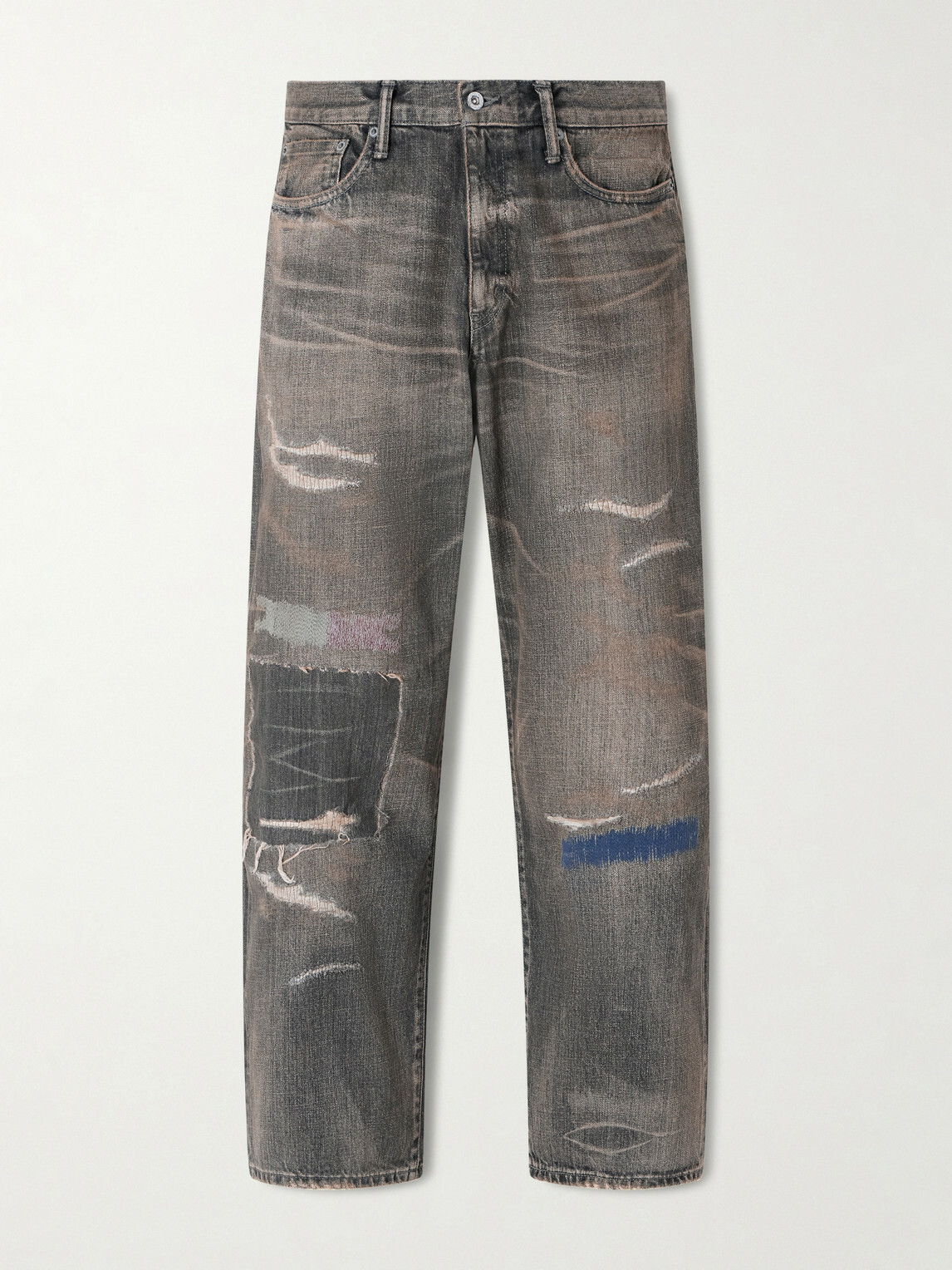 Neighborhood - Savage Distressed Wide-Leg Jeans - Black