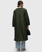 Ganni Quilt Long Coat Green - Womens - Coats