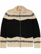 Barena - Intarsia Wool Zip-Up Cardigan - Black