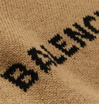 Balenciaga - Logo-Intarsia Virgin Wool-Blend Sweater - Neutrals