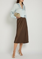 Vince Satin Slip Midi Skirt Brown