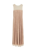 Norma Kamali Sequin-embellished Mesh Maxi Dress Beige