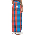 Sunnei Red and Blue Check Elastic Trousers