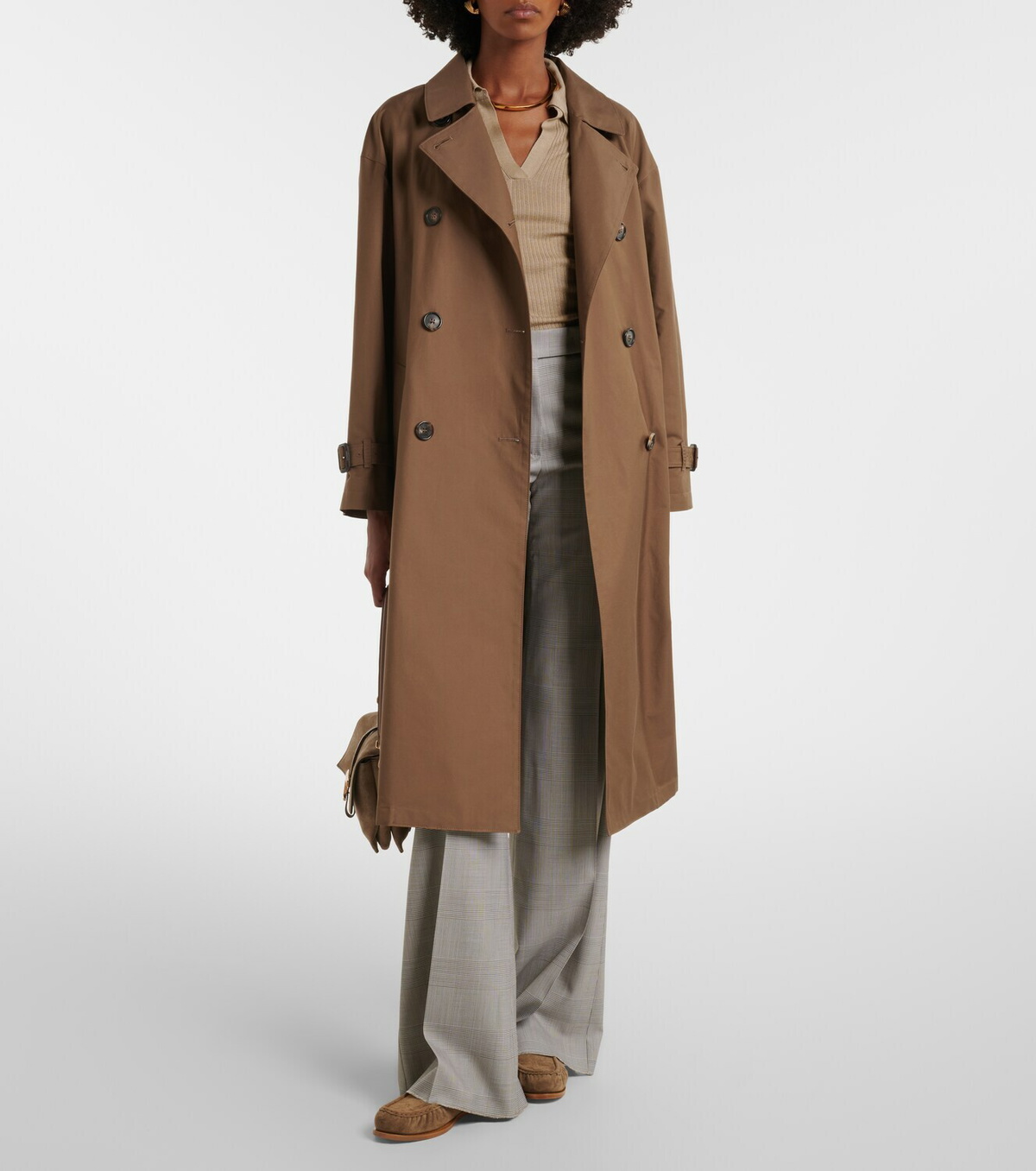 Max Mara Checked virgin wool wide-leg pants