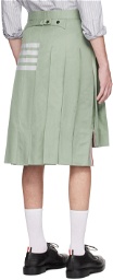 Thom Browne Green Pleated 4-Bar Skirt