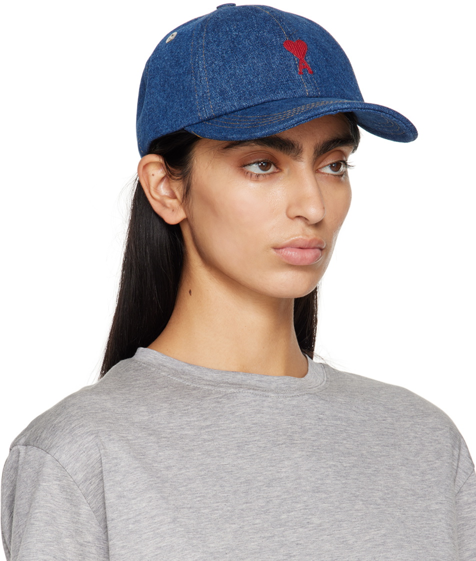 ami paris　AMI DE COEUR EMBROIDERY CAP Black Cap | Ami De Coeur | AMI PARIS US