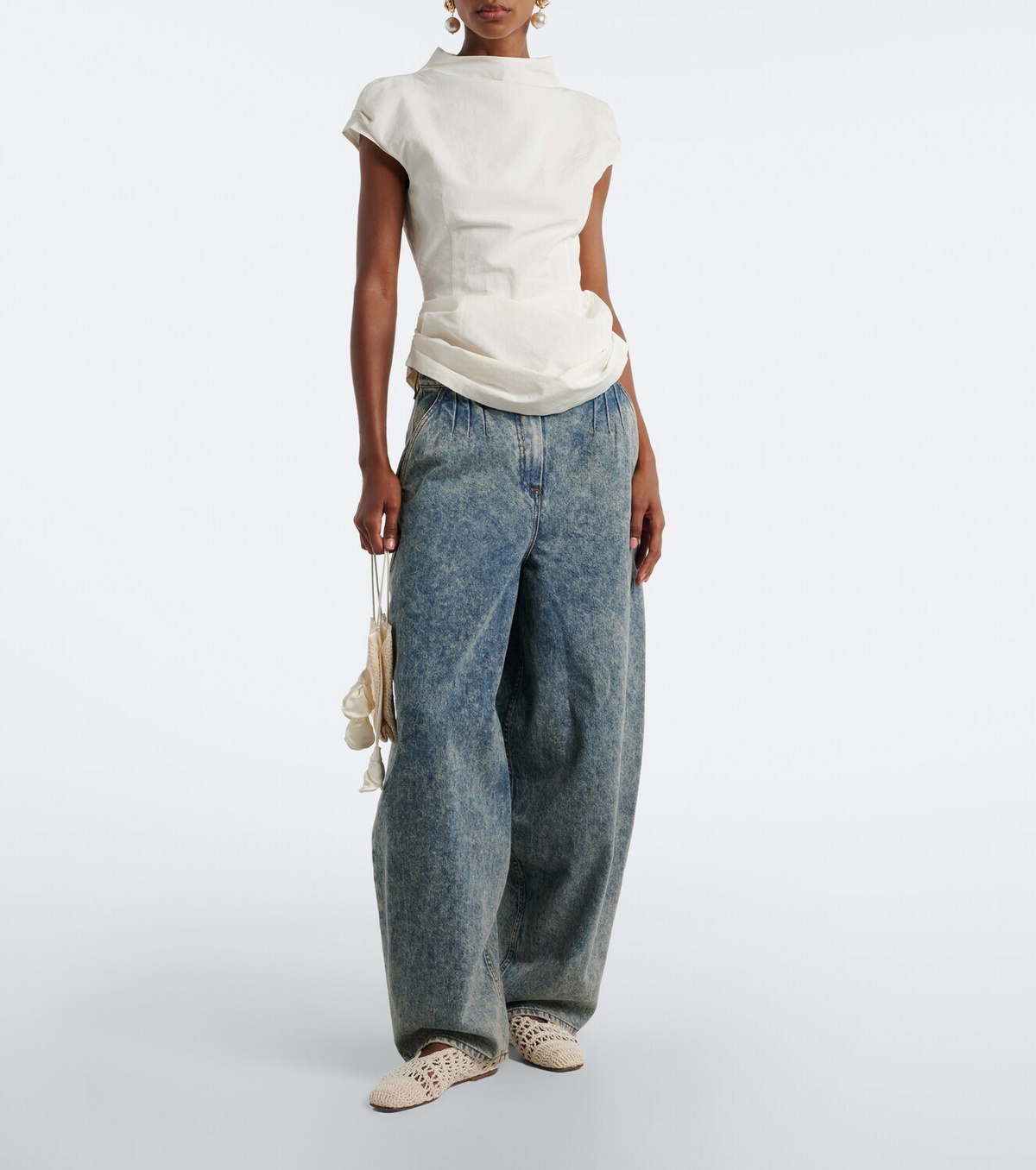 Magda Butrym Draped cotton and silk top