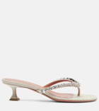Amina Muaddi Gigi embellished canvas thong sandals
