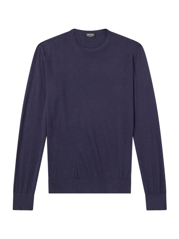 Photo: Zegna - Cashmere and Silk-Blend Sweater - Blue