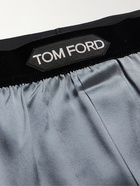 TOM FORD - Velvet-Trimmed Stretch-Silk Satin Boxer Briefs - Gray