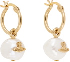 Vivienne Westwood Gold & White Azul Hoop Earrings