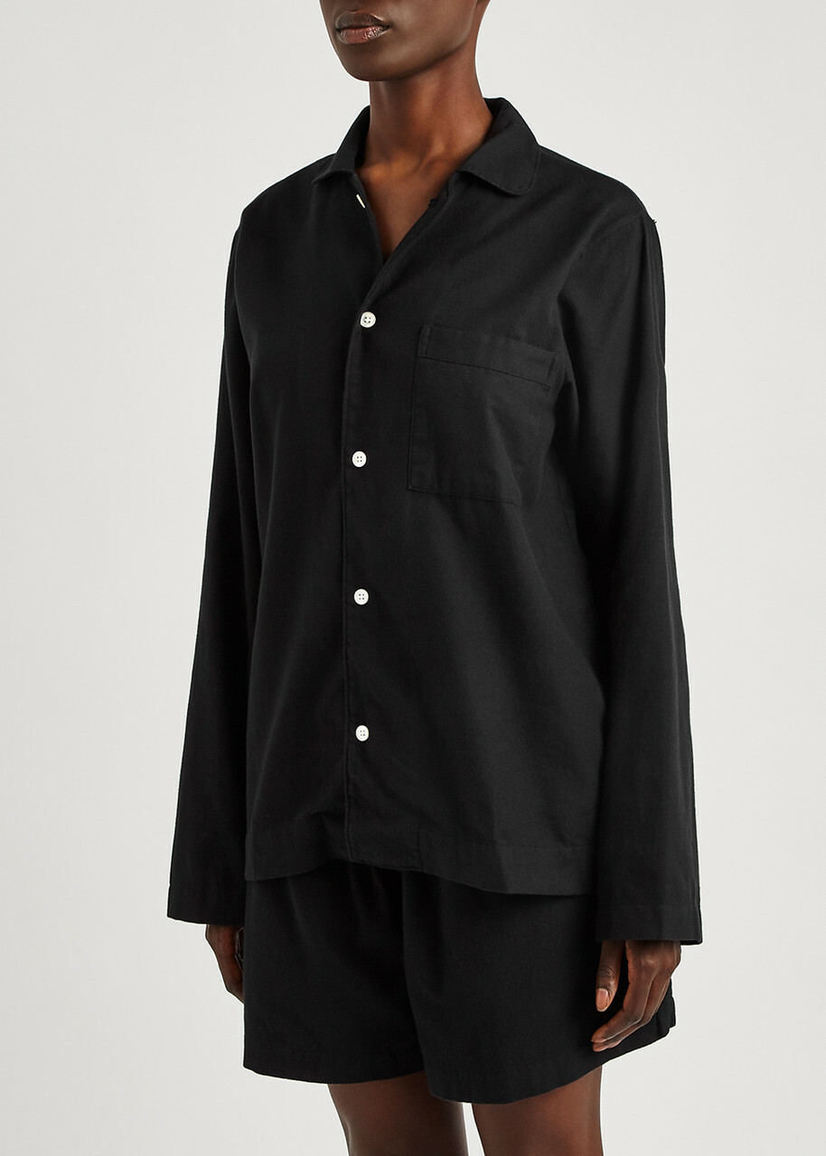 Tekla Unisex Flannel Pyjama top Black