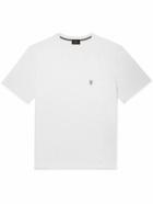 Brioni - Logo-Embossed Leather-Trimmed Cotton-Jersey T-Shirt - White