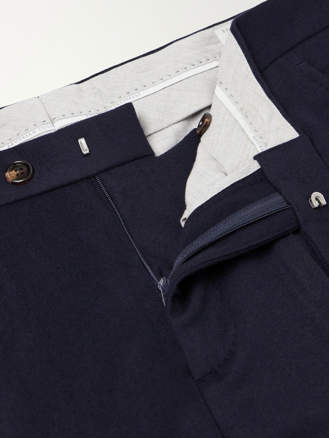 Brunello Cucinelli - Straight-Leg Pleated Wool-Flannel Suit Trousers - Blue